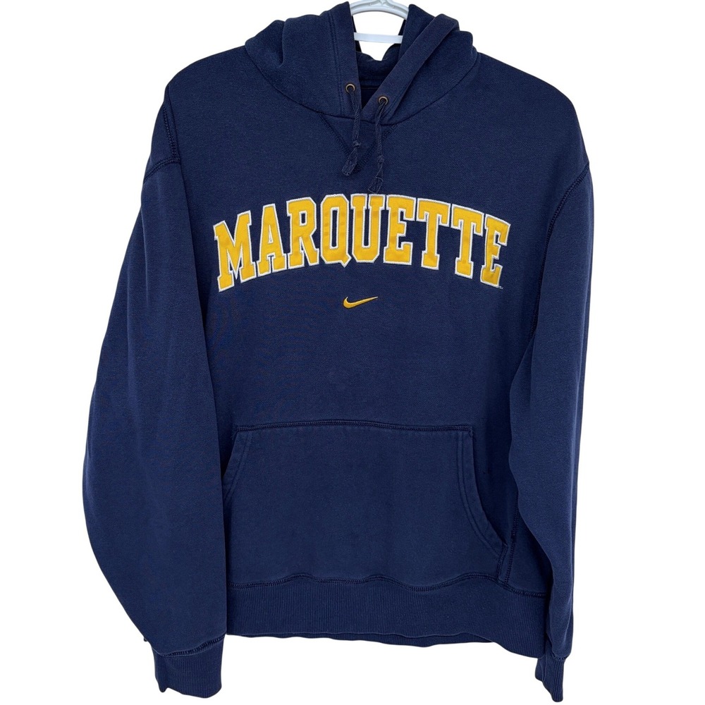 Nike Team Center Swoosh Marquette Hoodie Medium Mens Navy Blue Golden Eagles‎